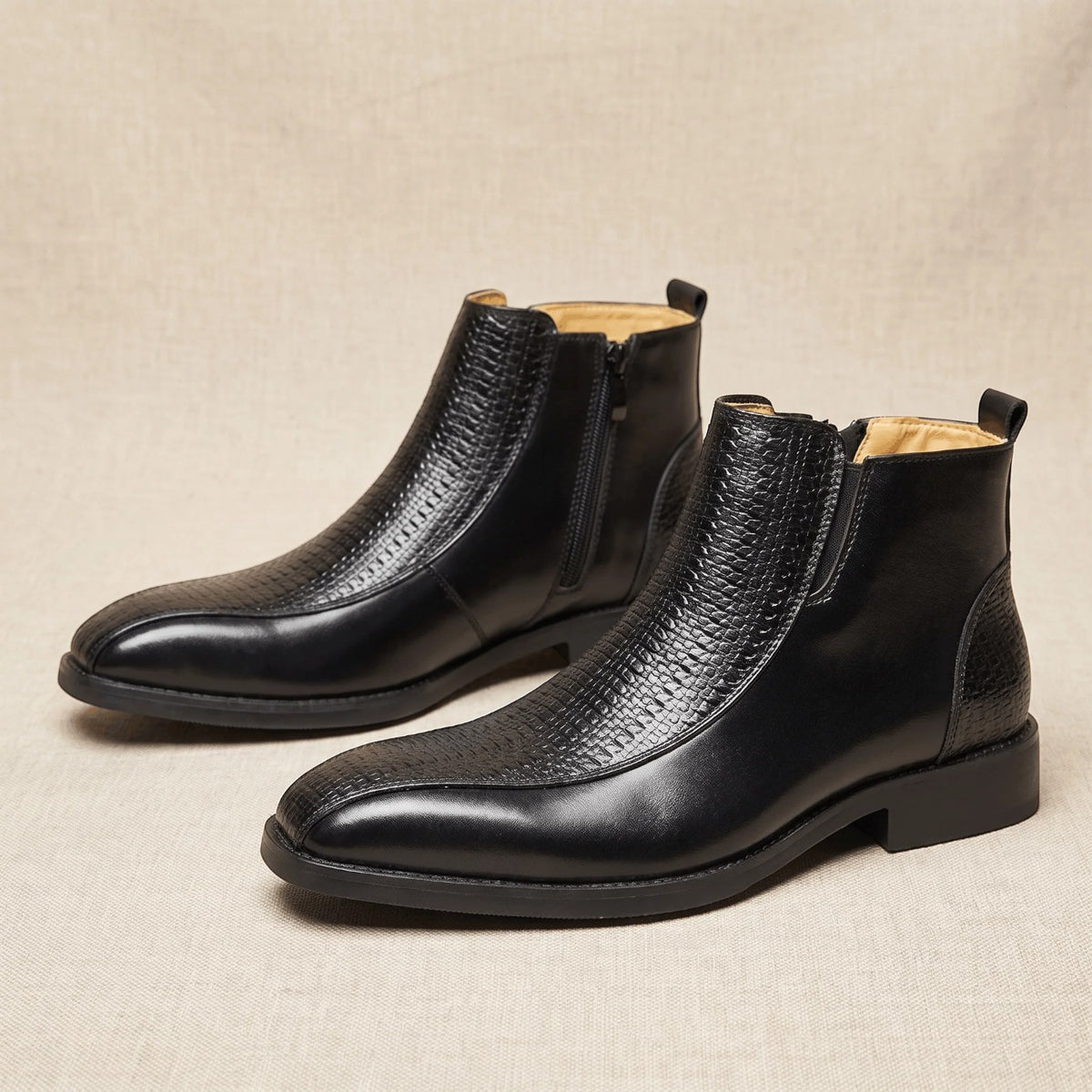 Botines Hombre Piel Cremallera Lateral