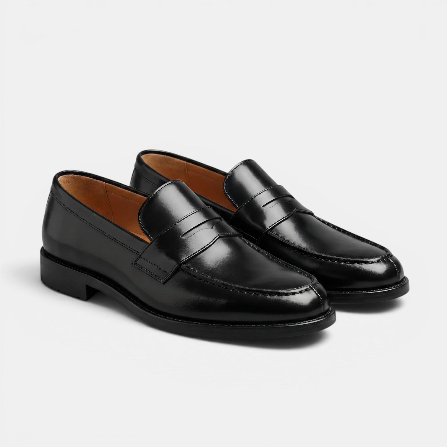 Men's Black Leather Casual Loafers
