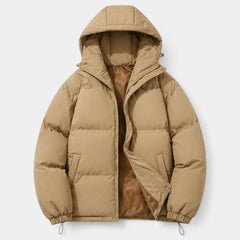 Chaqueta Hombre Acolchada Oversize con Capucha y Bajo Ajustable
