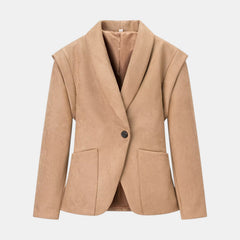 Chaqueta Ante Mujer Retro con Solapas