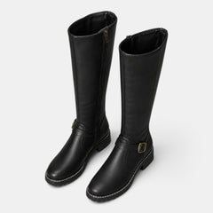 Women's Knee-High Boots with Buckle Strap - Tall Fall Boots