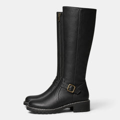 Women's Knee-High Boots with Buckle Strap - Tall Fall Boots