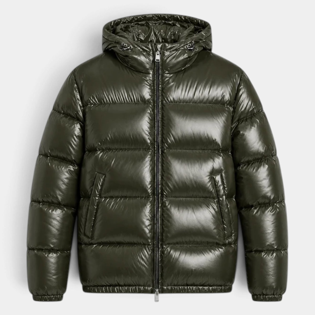 Chaqueta Hombre Acolchada con Capucha Acabado Brillante