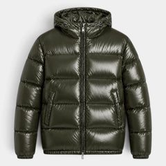 Chaqueta Hombre Acolchada con Capucha Acabado Brillante