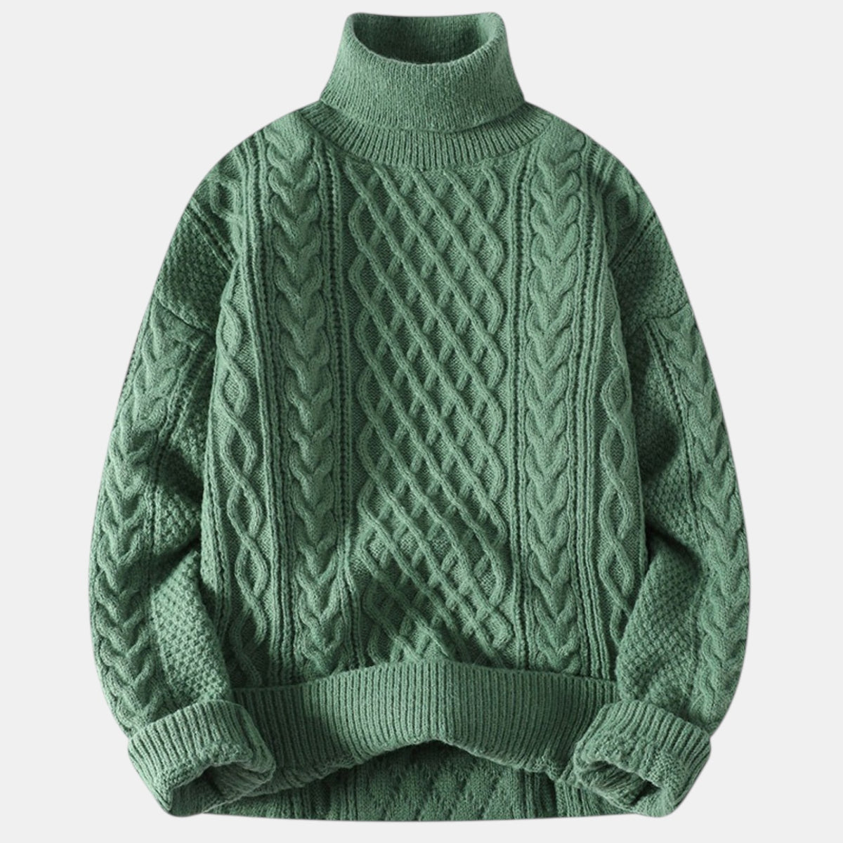 Men's Chunky Knit Jacquard Turtleneck Sweater