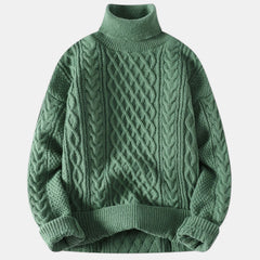Men's Chunky Knit Jacquard Turtleneck Sweater