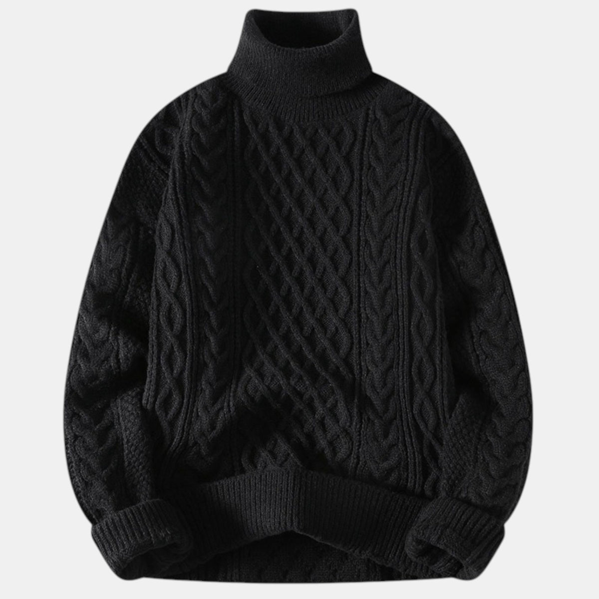 Men's Chunky Knit Jacquard Turtleneck Sweater