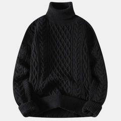 Men's Chunky Knit Jacquard Turtleneck Sweater