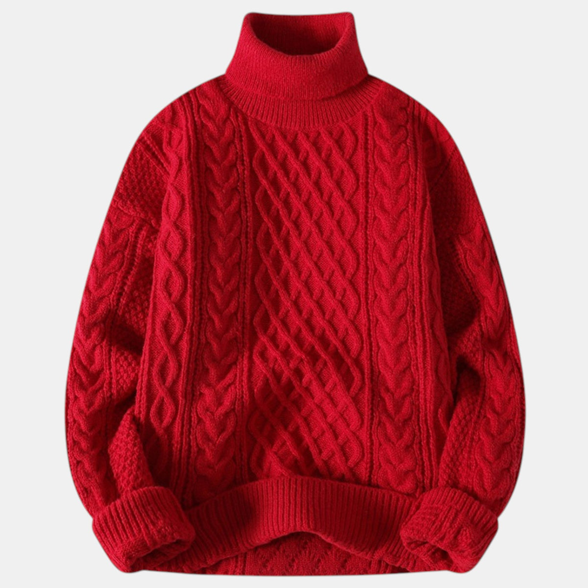 Men's Chunky Knit Jacquard Turtleneck Sweater