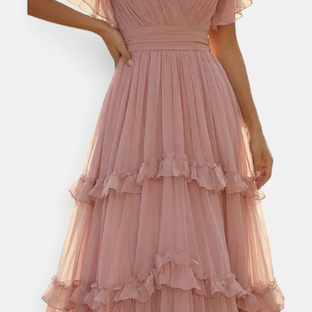 Summer Long Wedding Guest Dress with Ruffles