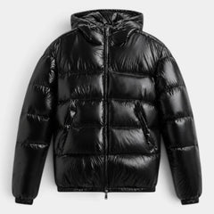 Chaqueta Hombre Acolchada con Capucha Acabado Brillante