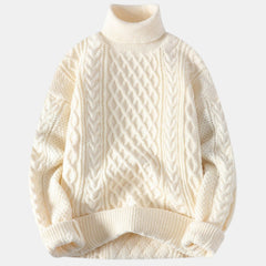 Men's Chunky Knit Jacquard Turtleneck Sweater