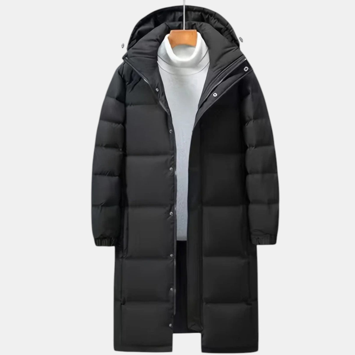Abrigo Acolchado Largo para Hombre con Capucha - Impermeable al Viento y Cálido