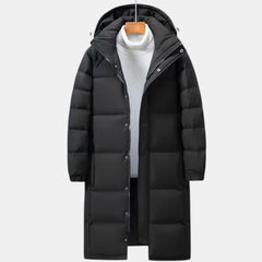Abrigo Acolchado Largo para Hombre con Capucha - Impermeable al Viento y Cálido