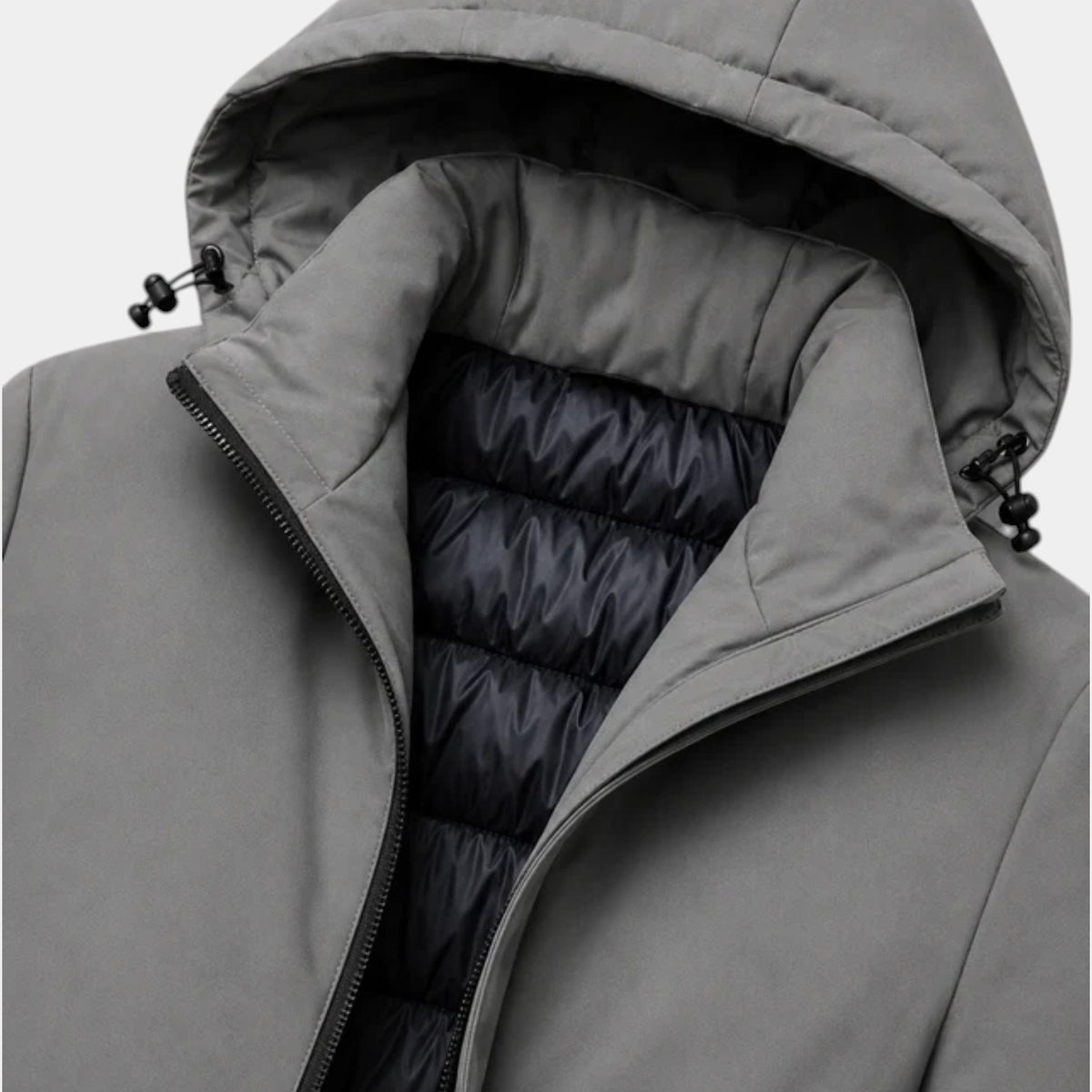 Parka Hombre con Capucha y Forro Acolchado Largo Medio
