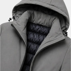 Parka Hombre con Capucha y Forro Acolchado Largo Medio