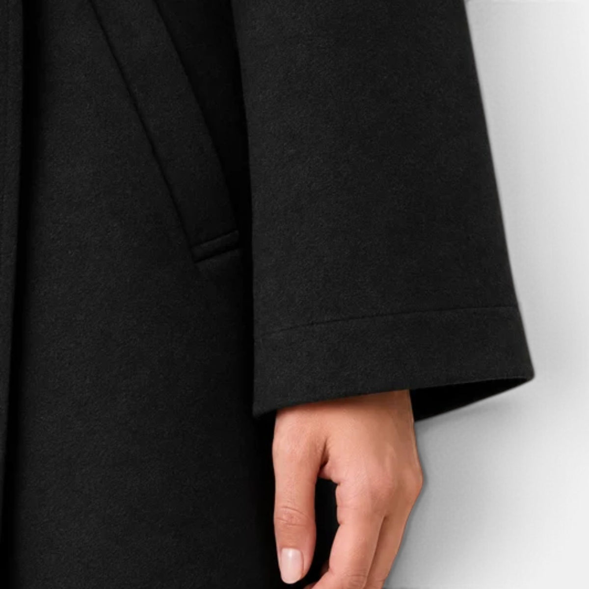 Women's Long Double-Breasted Belted Coat - Classic Overcoat