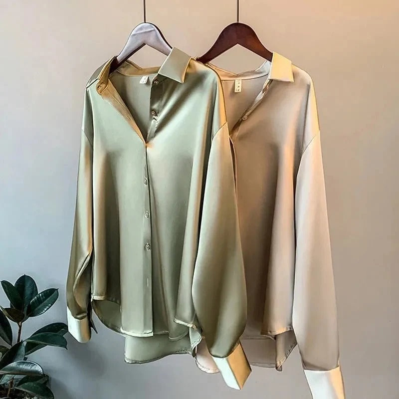 Camisa Mujer Seda Elegante Clásica