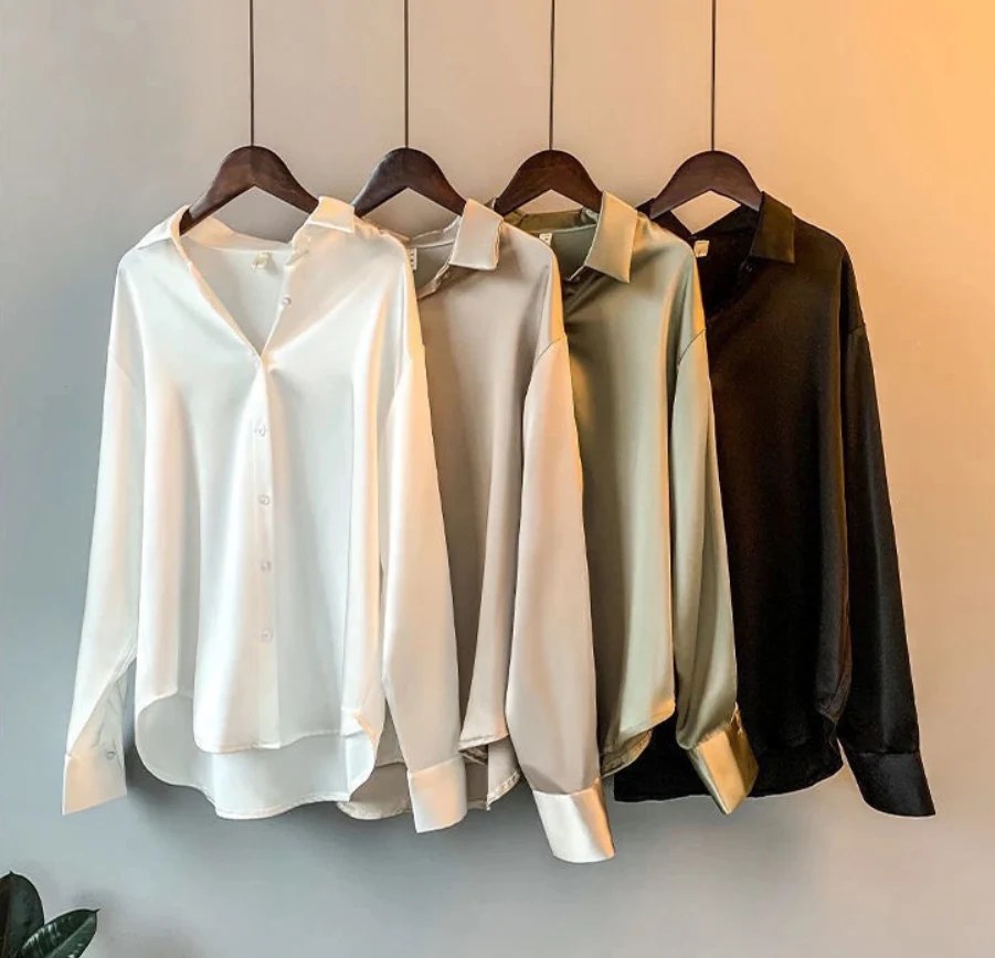 Camisa Mujer Seda Elegante Clásica
