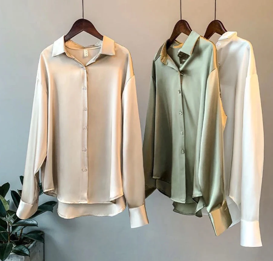Camisa Mujer Seda Elegante Clásica