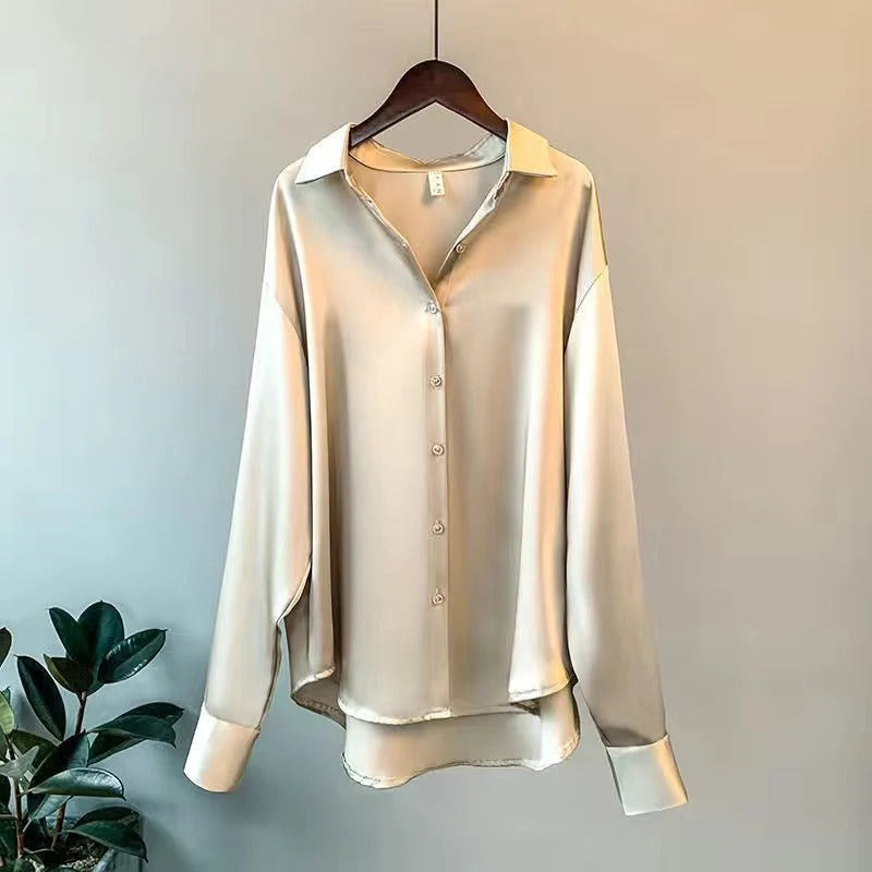 Camisa Mujer Seda Elegante Clásica