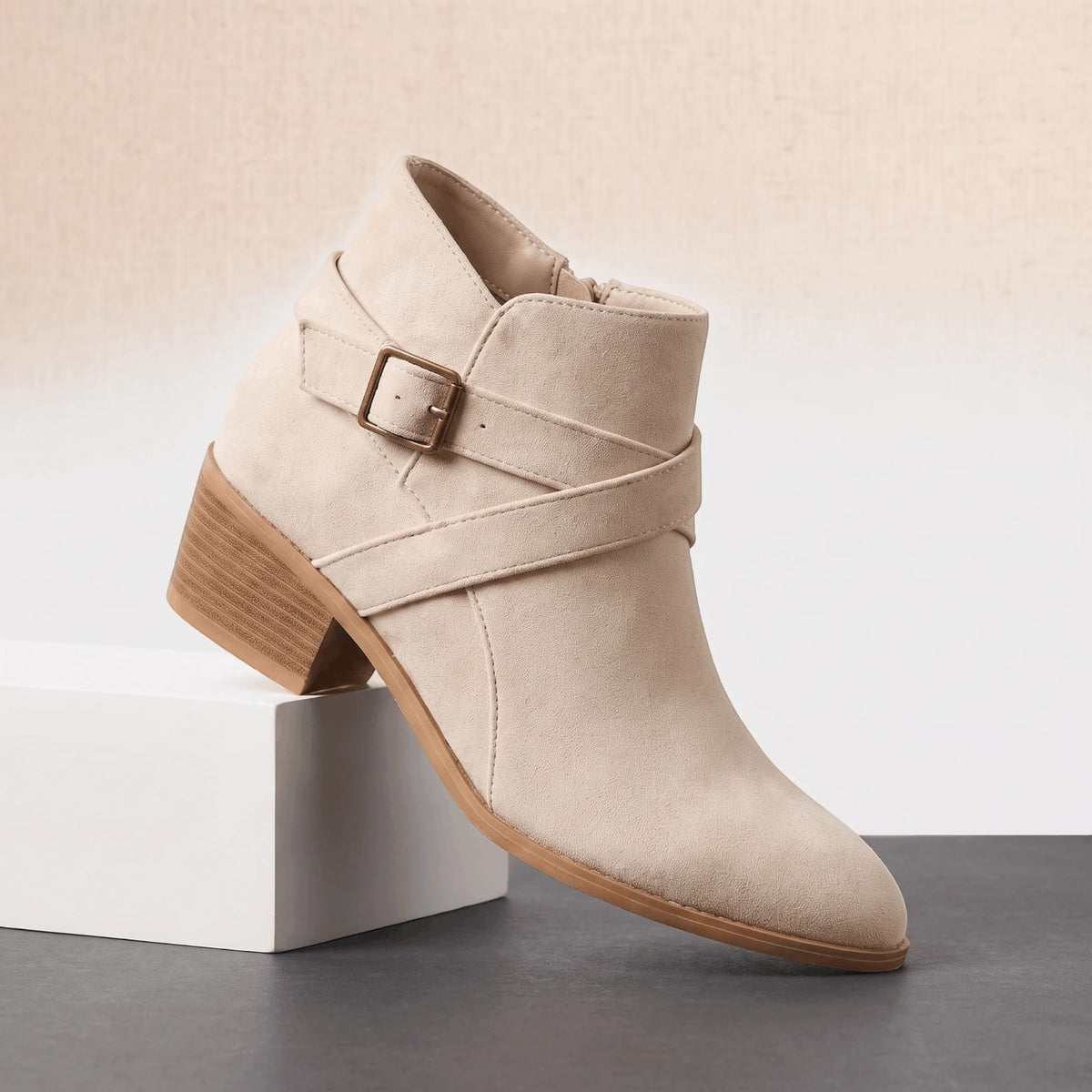Botines Mujer Ante Tacón Bloque
