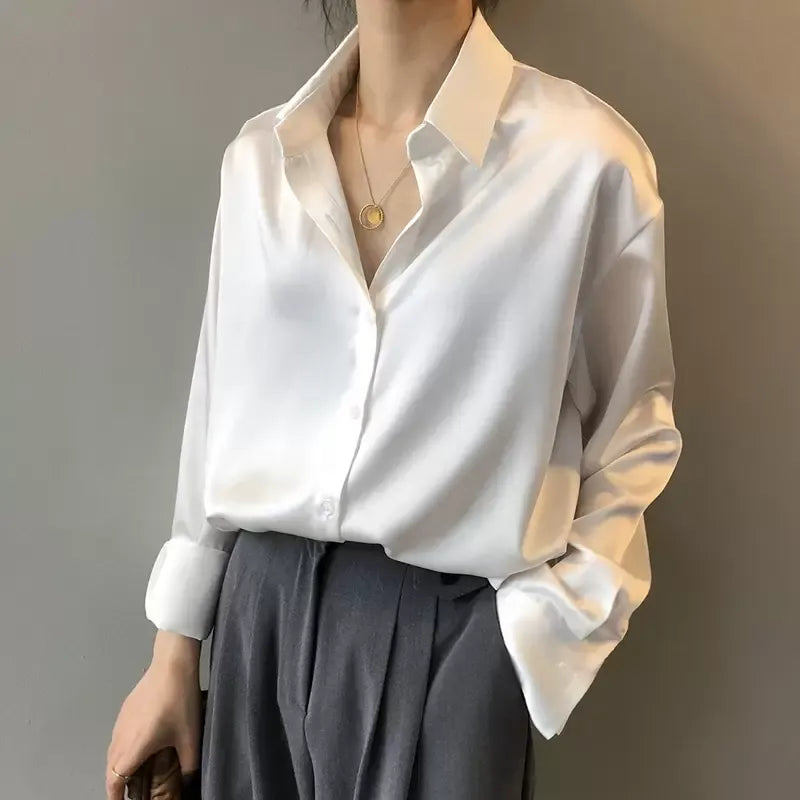 Camisa Mujer Seda Elegante Clásica
