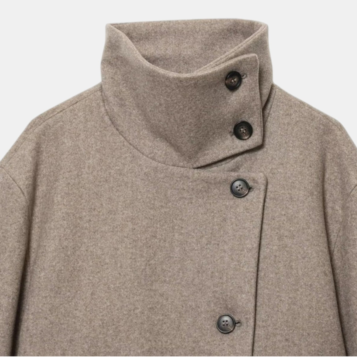 Women's Cropped Wool Blend Jacket - Buckle Collar