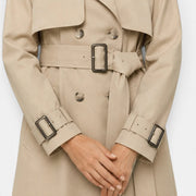Women's Long Trench Coat with Belt