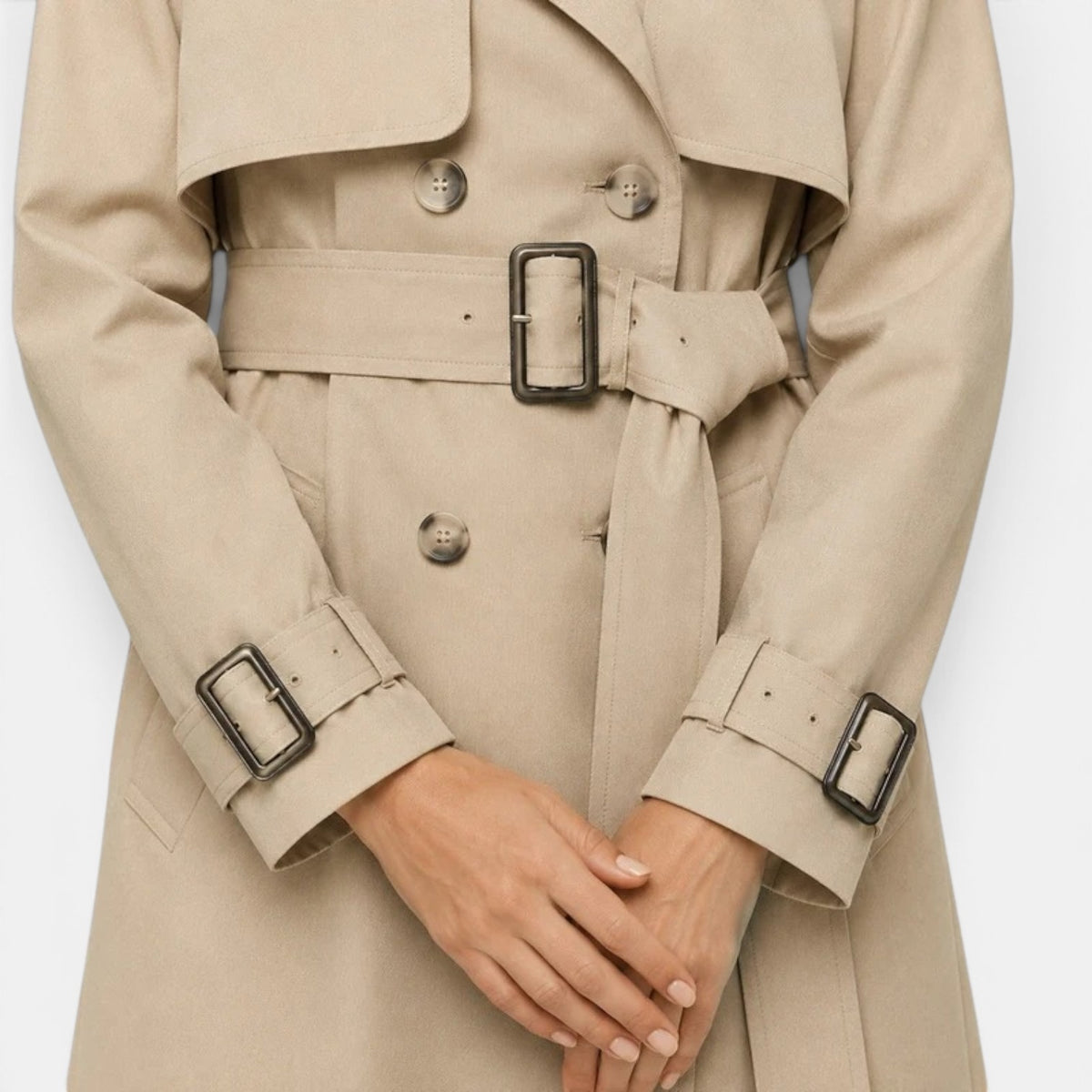 Women's Long Trench Coat with Belt