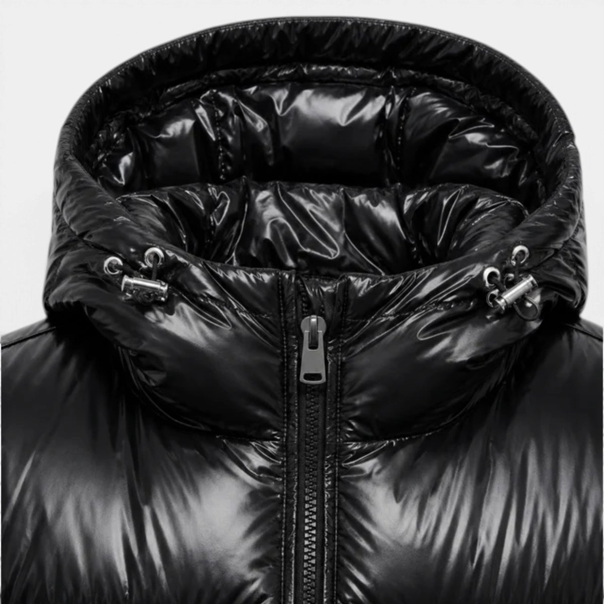 Chaqueta Hombre Acolchada con Capucha Acabado Brillante