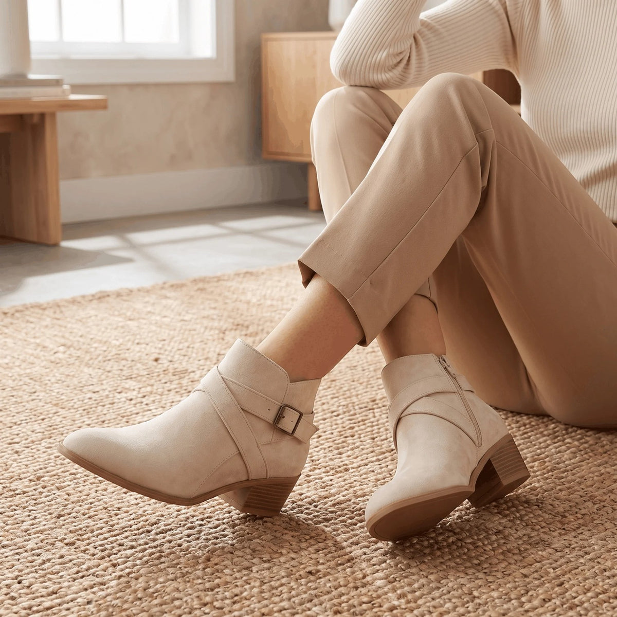 Botines Mujer Ante Tacón Bloque