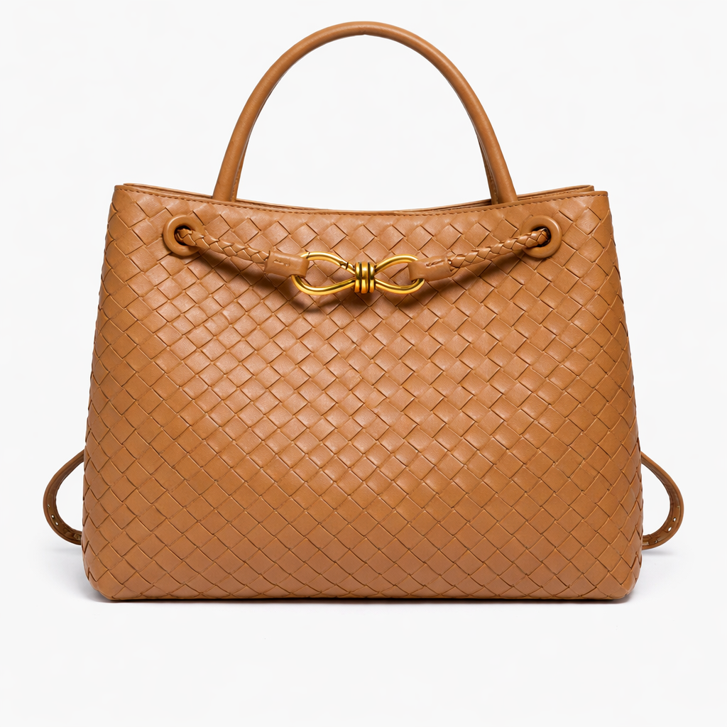 Women's Woven Vegan Leather Tote Bag - Everyday Shoulder Bag