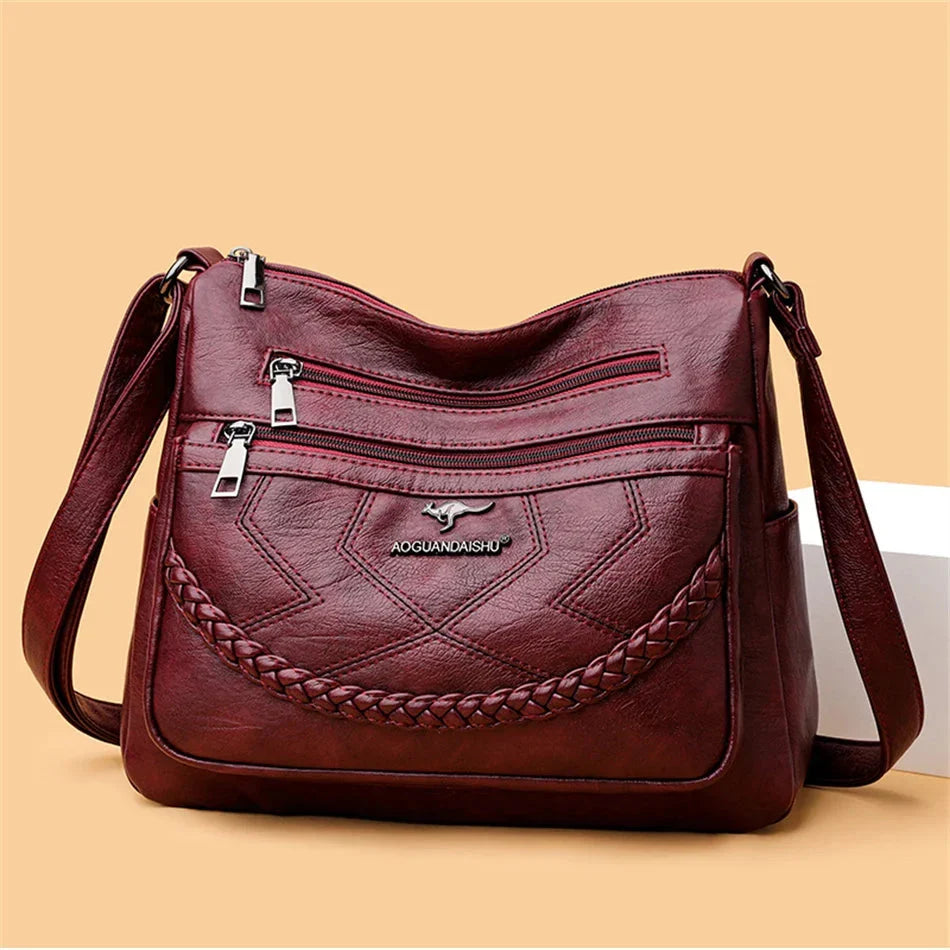 Bolso Bandolera de Piel Suave para Mujer con Compartimentos Internos