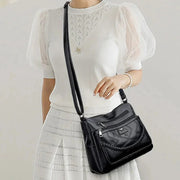 Bolso Bandolera de Piel Suave para Mujer con Compartimentos Internos