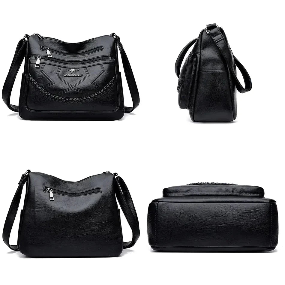 Bolso Bandolera de Piel Suave para Mujer con Compartimentos Internos