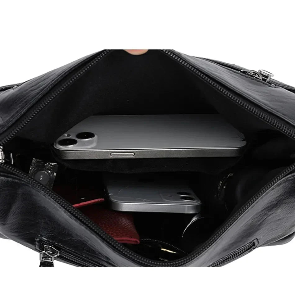 Bolso Bandolera de Piel Suave para Mujer con Compartimentos Internos