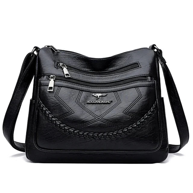 Bolso Bandolera de Piel Suave para Mujer con Compartimentos Internos