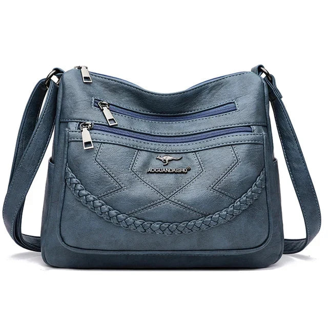 Bolso Bandolera de Piel Suave para Mujer con Compartimentos Internos
