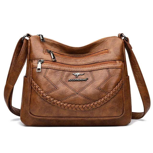 Bolso Bandolera de Piel Suave para Mujer con Compartimentos Internos