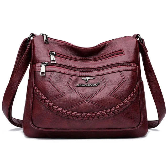 Bolso Bandolera de Piel Suave para Mujer con Compartimentos Internos