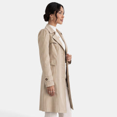 Women's Long Trench Coat - Slim Fit, Fully Lined