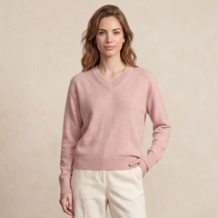 Jersey de Cashmere Mujer con Cuello Pico