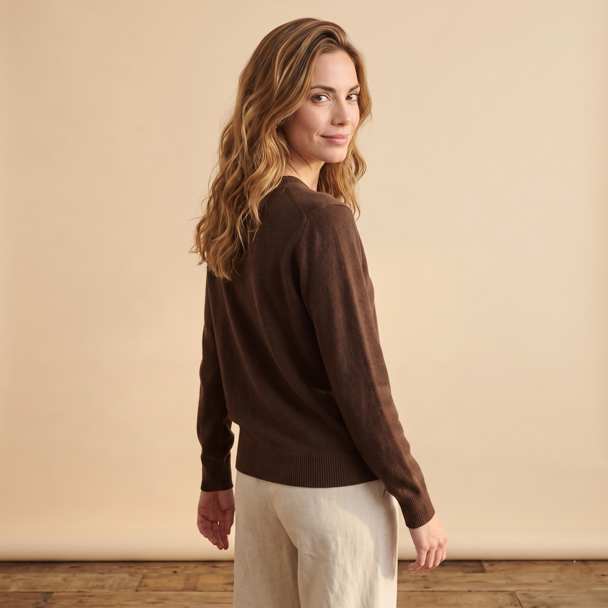 Jersey de Cashmere Mujer con Cuello Pico