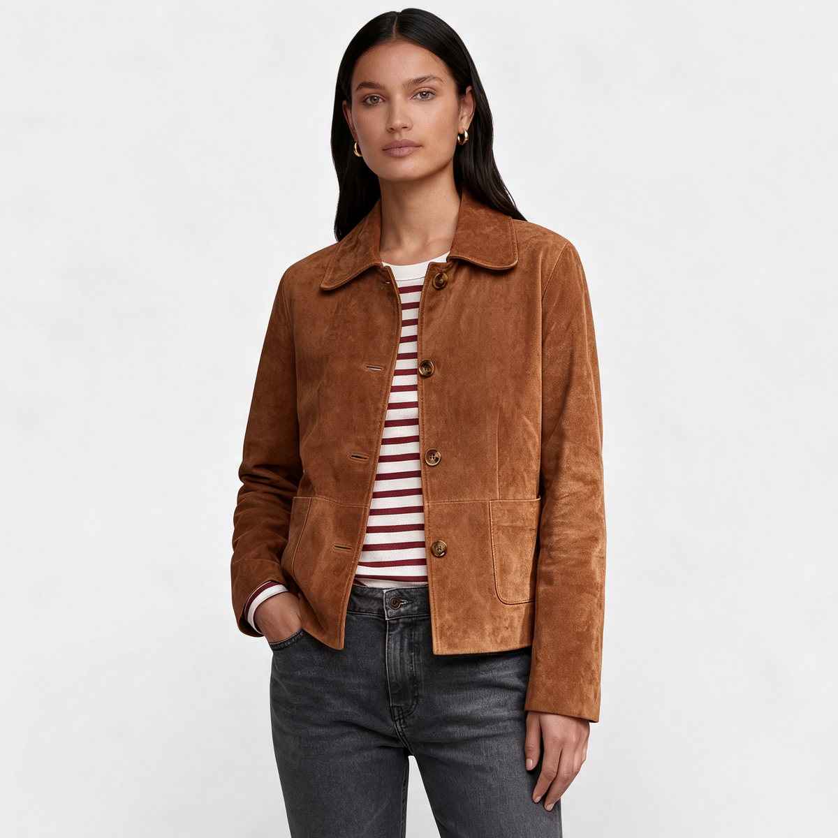 Chaqueta de Ante Marrón Mujer