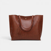 Bolso Mujer Cuero Borlas Grande