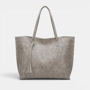Bolso Mujer Cuero Borlas Grande