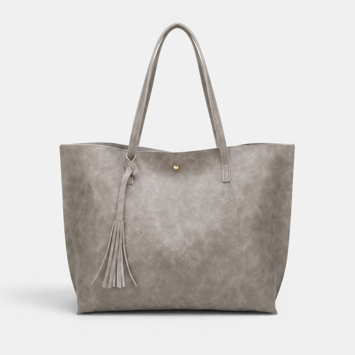 Bolso Mujer Cuero Borlas Grande
