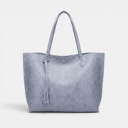 Bolso Mujer Cuero Borlas Grande