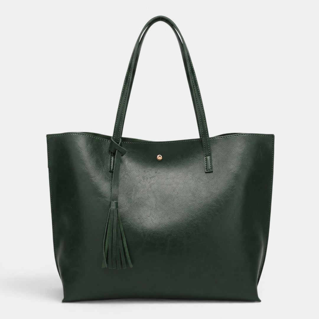 Bolso Mujer Cuero Borlas Grande